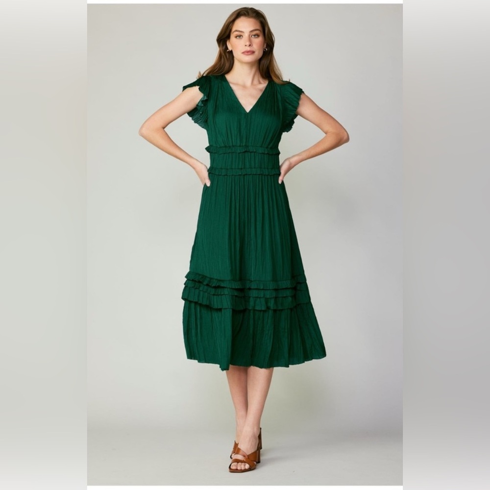 Current Air | Emerald Green Midi Dress | Anthropologie